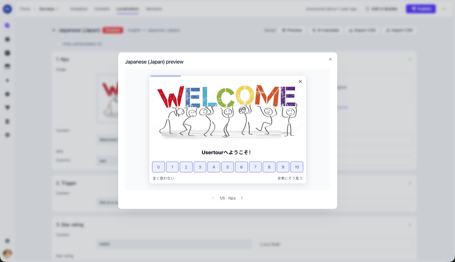 Preview a localized experience before publishing it to users.
